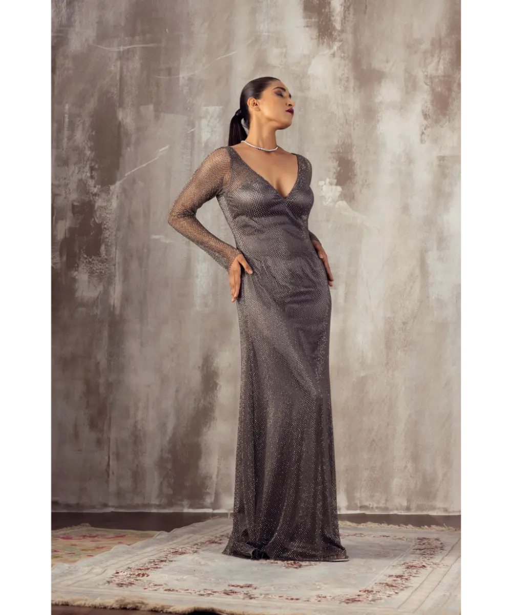 JIGAR MALI - Mouse grey gown